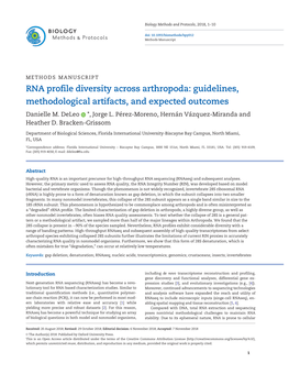 RNA Profile Diversity Across Arthropoda: Guidelines, Methodological Artifacts, and Expected Outcomes Danielle M