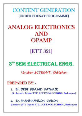 Analog Electronics and Opamp