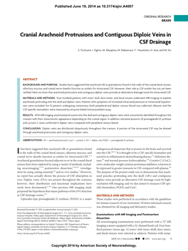 Cranial Arachnoid Protrusions and Contiguous Diploic Veins in CSF Drainage