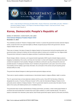 Korea, Democratic People's Republic of Page 1 of 7