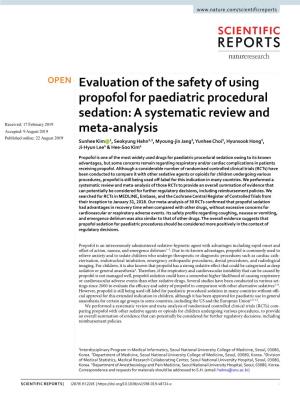 Evaluation of the Safety of Using Propofol for Paediatric
