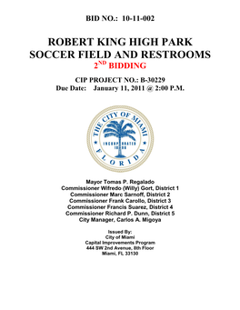 Robert King High Park Soccer Field and Restrooms 2Nd Bidding