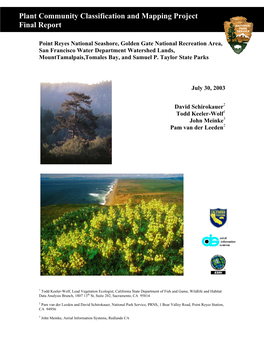 Plant Community Classification and Mapping Project Final Report: Point Reyes NS, Golden Gate NRA, San Francisco Water Dept