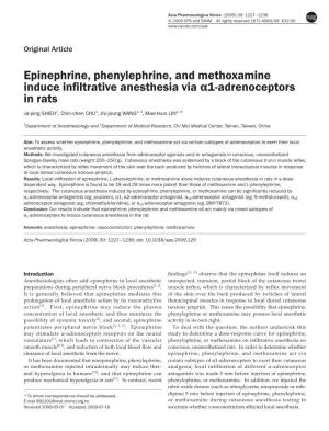 Epinephrine, Phenylephrine, and Methoxamine Induce Infiltrative
