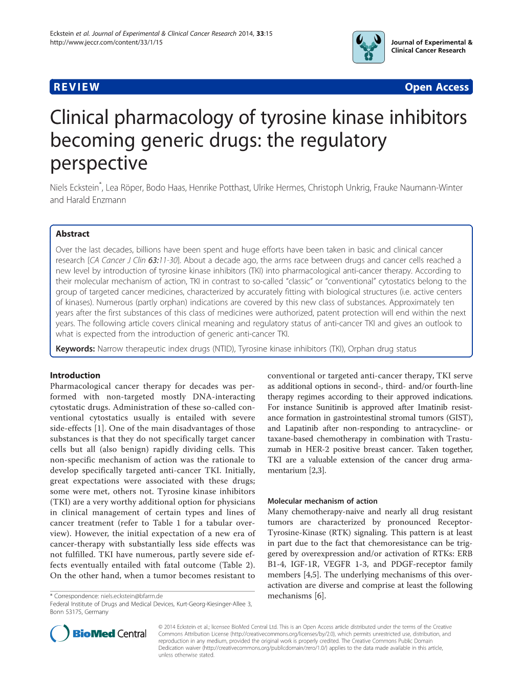 Clinical Pharmacology of Tyrosine Kinase Inhibitors Becoming Generic