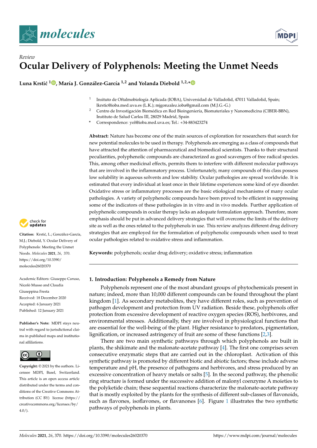 Ocular Delivery of Polyphenols: Meeting the Unmet Needs