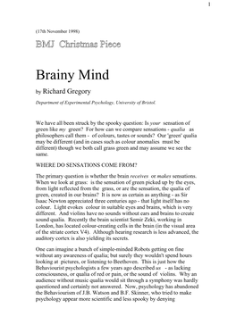 Brainy Mind by Richard Gregory