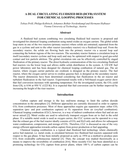 A Dual Circulating Fluidized Bed (Dcfb) System for Chemical Looping Processes