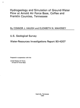 Hydrogeology and Simulation of Ground-Water Flow at Arnold Air Force Base, Coffee and Franklin Counties, Tennessee
