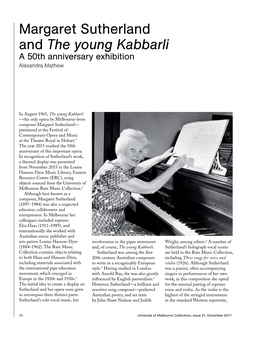 Margaret Sutherland and the Young Kabbarli a 50Th Anniversary Exhibition Alexandra Mathew