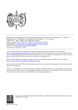 Catostomus: Assessment of C