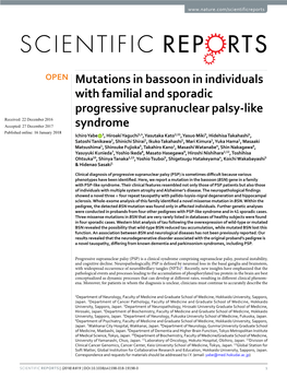 Mutations in Bassoon in Individuals with Familial and Sporadic