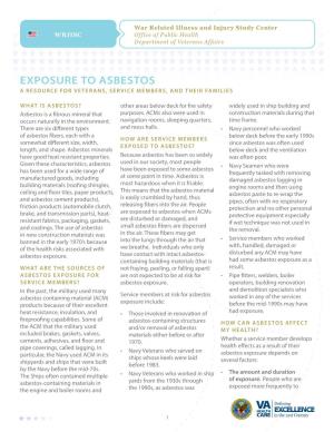 Exposure to Asbestos a Resource for Veterans, Service Members, and Their Families