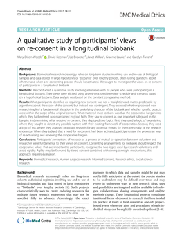 A Qualitative Study of Participants' Views on Re-Consent in A