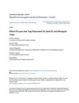 Effect of Lures and Trap Placement on Sand Fly and Mosquito Traps