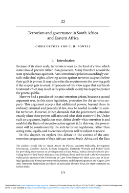 22 Terrorism and Governance in South Africa and Eastern Africa