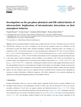 Investigations on the Gas-Phase Photolysis and OH Radical Kinetics