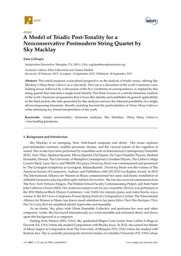 A Model of Triadic Post-Tonality for a Neoconservative Postmodern String Quartet by Sky Macklay