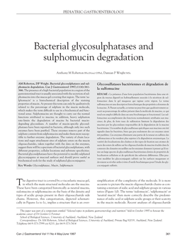 Bacterial Glycosulphatases and Sulphomucin Degradation