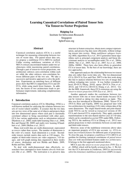 Learning Canonical Correlations of Paired Tensor Sets Via Tensor-To-Vector Projection