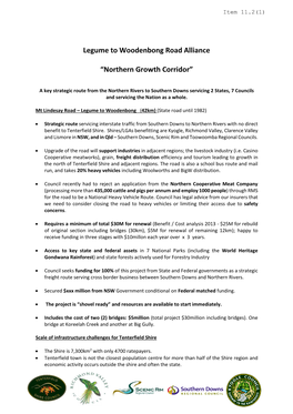 Legume to Woodenbong Road Alliance “Northern Growth Corridor”