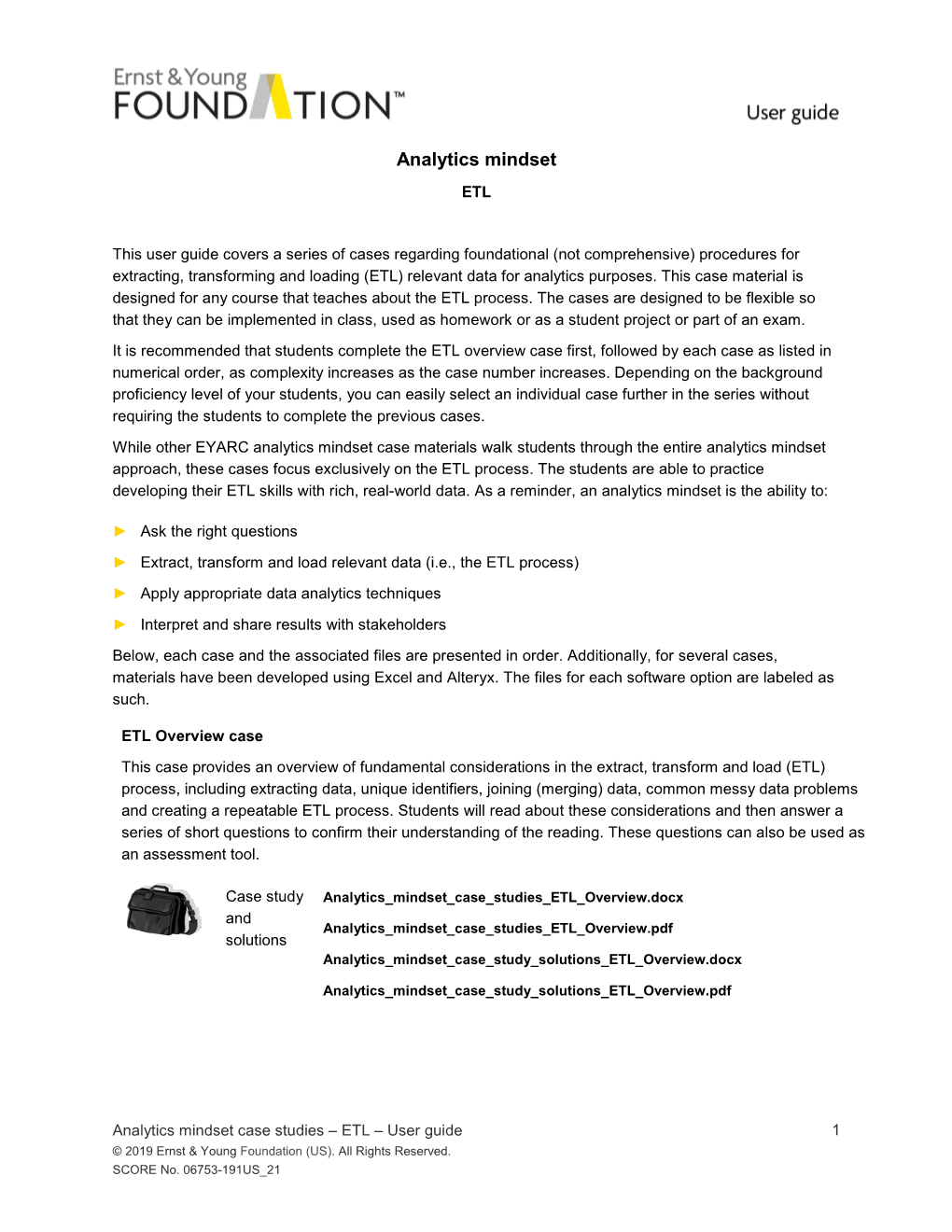 Extract, Transform and Load (ETL)