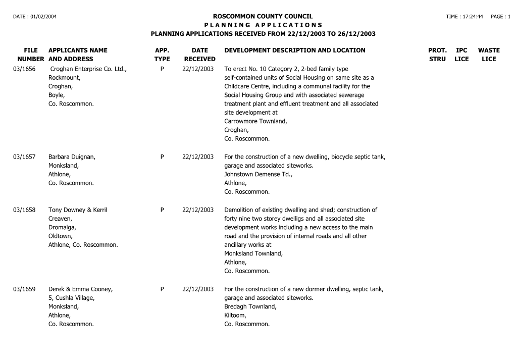 File Number Roscommon County Council