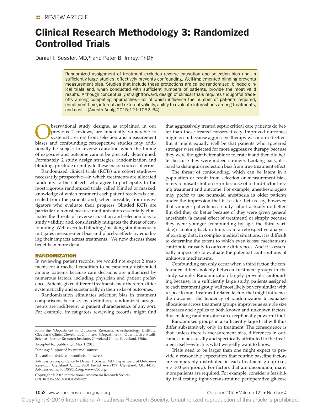 Clinical Research Methodology 3: Randomized Controlled Trials