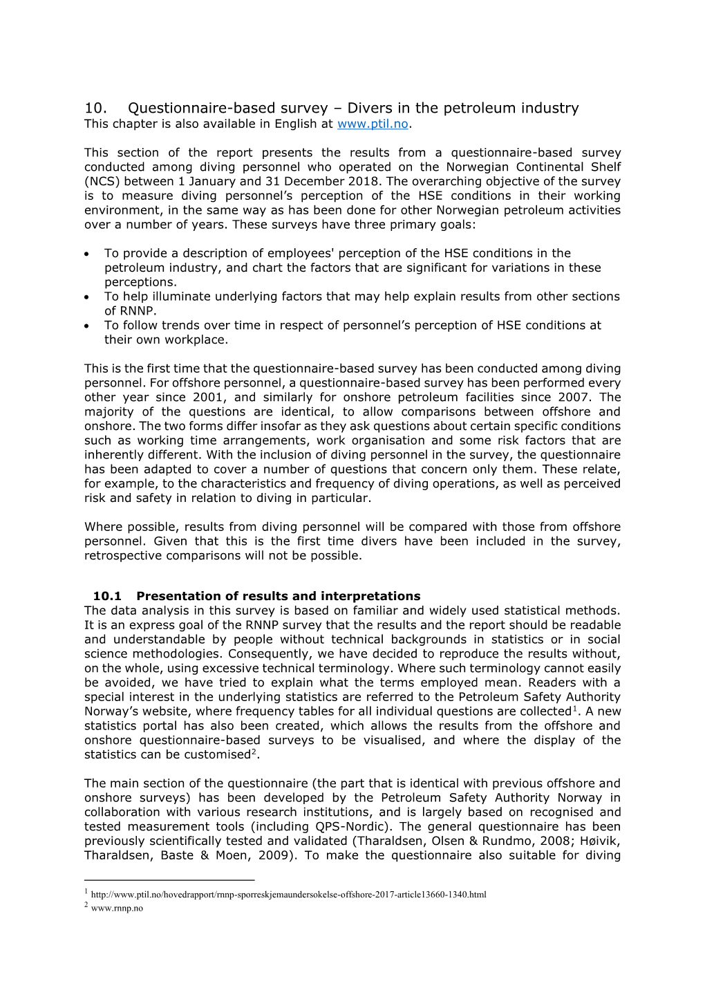 10. Questionnaire-Based Survey – Divers in the Petroleum Industry This Chapter Is Also Available in English At