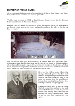 History of Paddle (Padel)