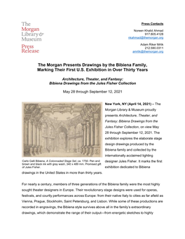 The Morgan Bibiena Drawings Exhibit Jules Fisher Press Release