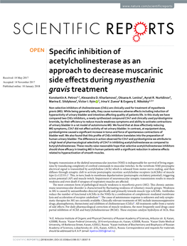 Specific Inhibition of Acetylcholinesterase As An