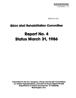 Report No. 4 Status March 31, 1986