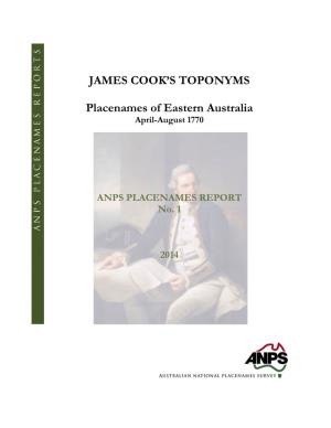 JAMES COOK's TOPONYMS Placenames of Eastern Australia