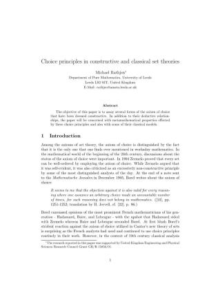 Choice Principles in Constructive and Classical Set Theories