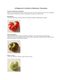 Heirloom Tomato Guide