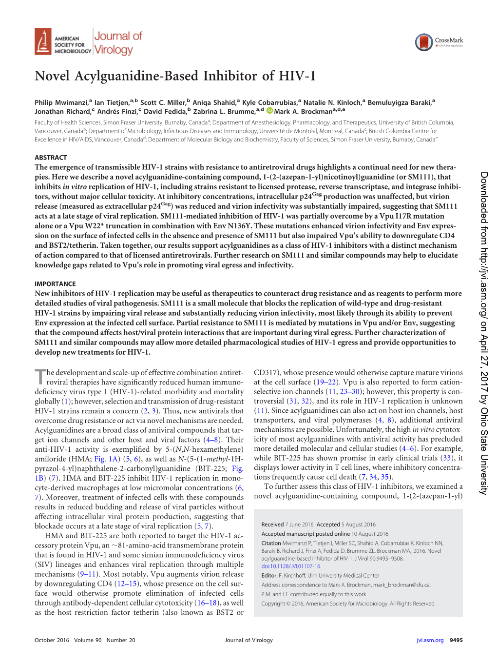 Novel Acylguanidine-Based Inhibitor of HIV-1