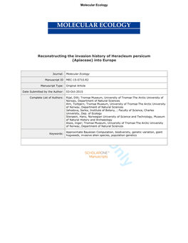 For Review Only 7 Information About Population Genetics, Introduction History and Identification of Source