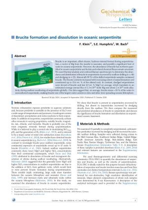 Brucite Formation and Dissolution in Oceanic Serpentinite