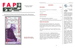 Journal of Fine and Performing Arts Philately