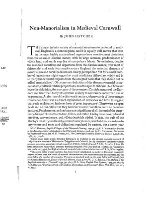 Non, Manorialism in Medieval Cornwall