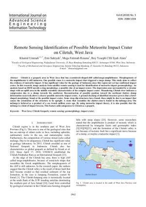 Remote Sensing Identification of Possible Meteorite Impact Crater on Ciletuh, West Java