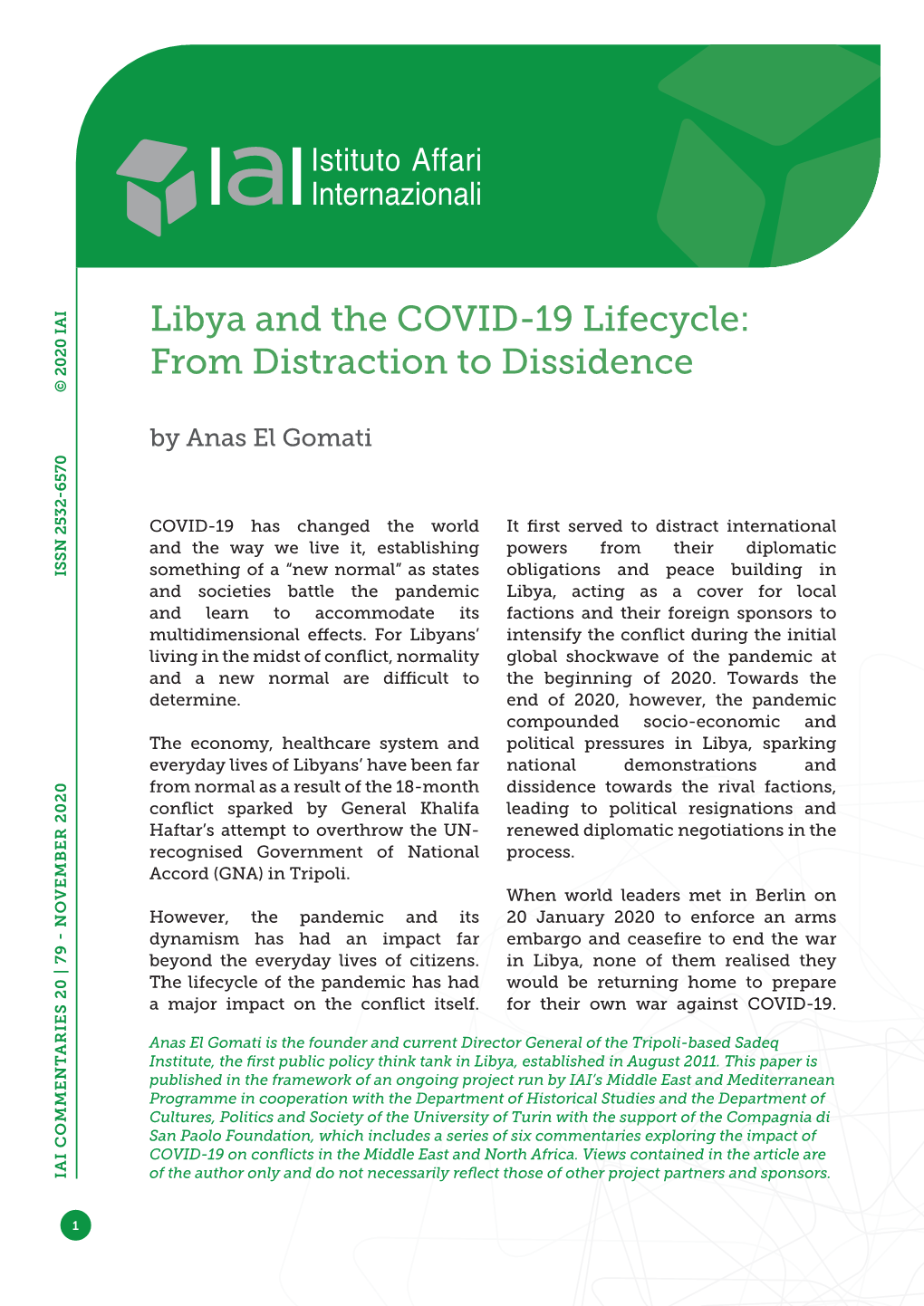 Libya and the COVID-19 Lifecycle: from Distraction to Dissidence