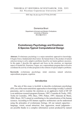 Evolutionary Psychology and Emotions: a Species-Typical Computational Design