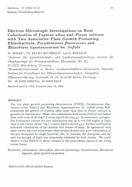 Electron Microscopic Investigations on Root Colonization of Lupinus Albus
