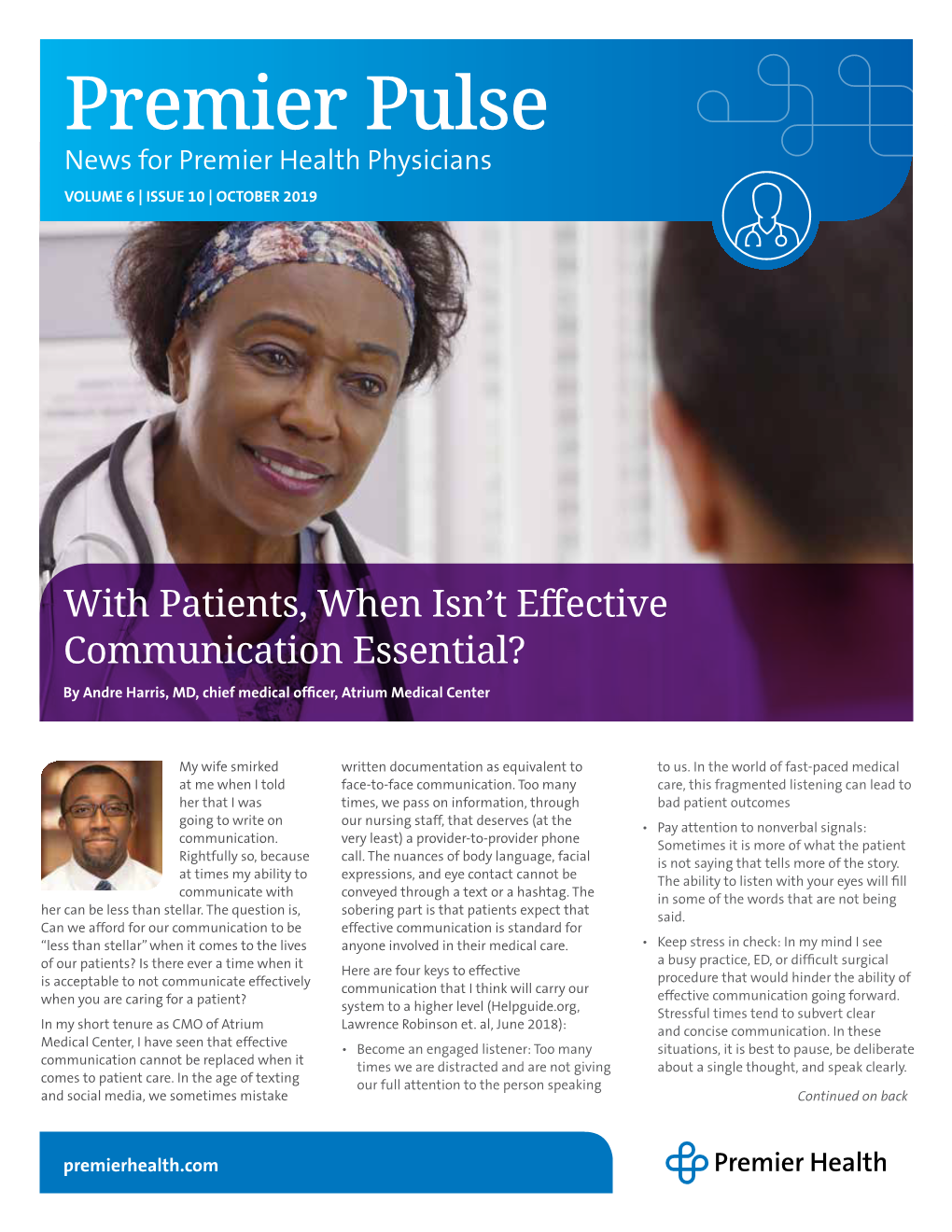 Premier Pulse News for Premier Health Physicians VOLUME 6 | ISSUE 10 | OCTOBER 2019