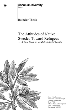 The Attitudes of Native Swedes Toward Refugees
