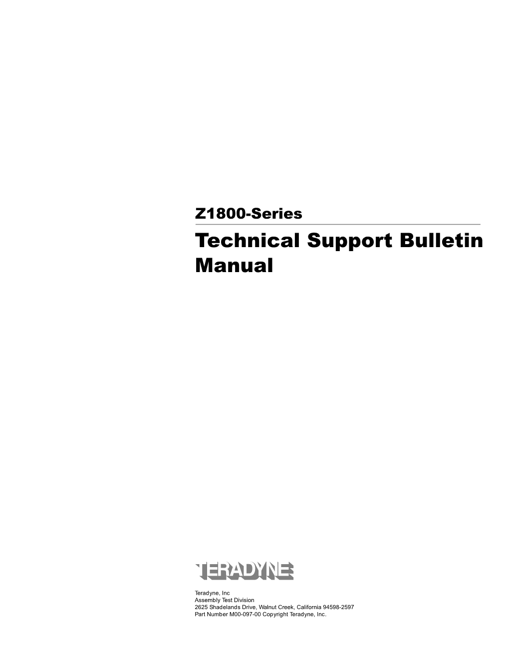 Z1800-Series Technical Support Bulletin Manual