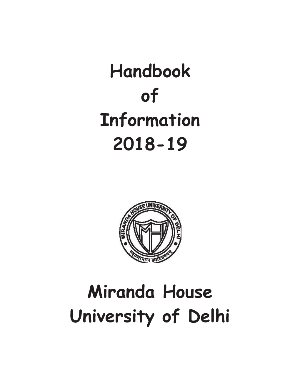 Handbook of Information 2018-19 Miranda House University of Delhi