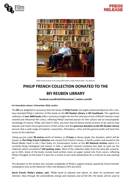 PHILIP FRENCH COLLECTION DONATED to the BFI REUBEN LIBRARY Facebook.Com/Britishfilminstitute | Twitter.Com/Bfi